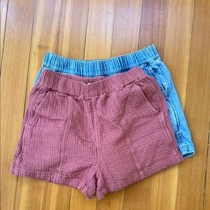 Madewell Blue Jean and Pink Shorts with Elastic Waistband